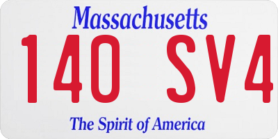 MA license plate 140SV4