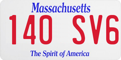 MA license plate 140SV6