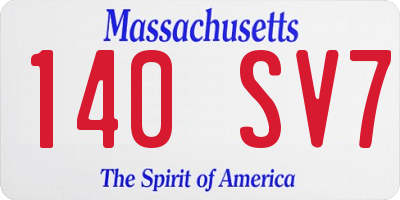 MA license plate 140SV7