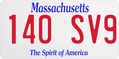 MA license plate 140SV9