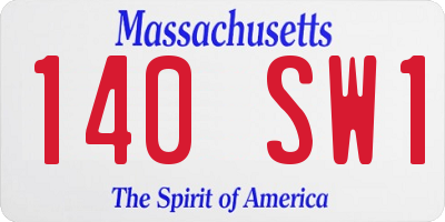 MA license plate 140SW1