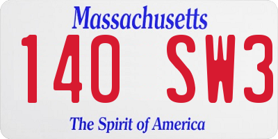 MA license plate 140SW3