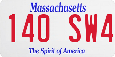 MA license plate 140SW4
