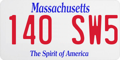 MA license plate 140SW5