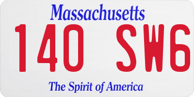 MA license plate 140SW6
