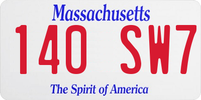MA license plate 140SW7