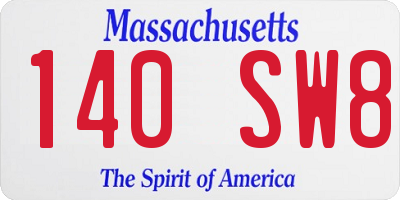 MA license plate 140SW8