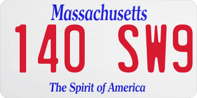 MA license plate 140SW9