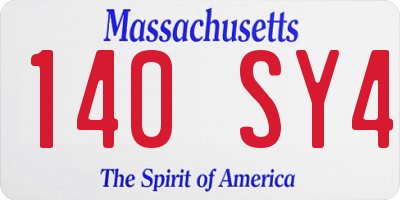 MA license plate 140SY4