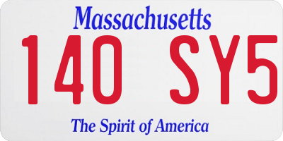 MA license plate 140SY5