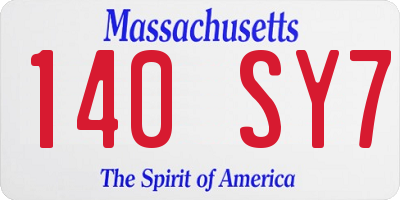 MA license plate 140SY7