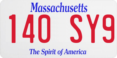 MA license plate 140SY9