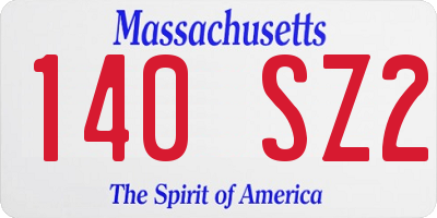 MA license plate 140SZ2