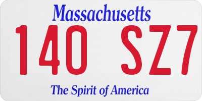MA license plate 140SZ7
