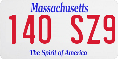 MA license plate 140SZ9