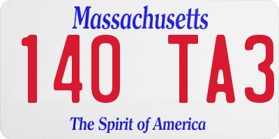 MA license plate 140TA3