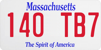 MA license plate 140TB7