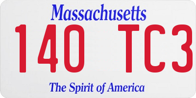 MA license plate 140TC3
