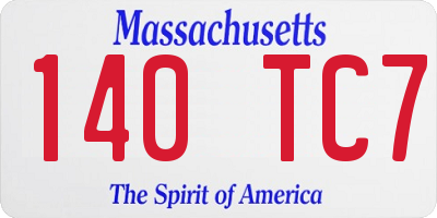 MA license plate 140TC7