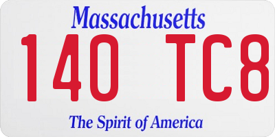 MA license plate 140TC8