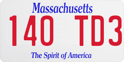 MA license plate 140TD3