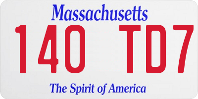 MA license plate 140TD7