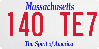 MA license plate 140TE7