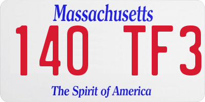 MA license plate 140TF3