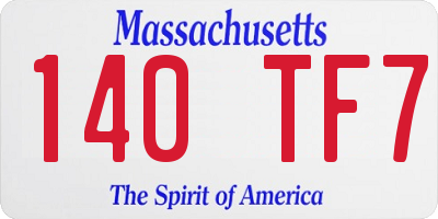 MA license plate 140TF7