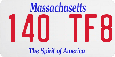 MA license plate 140TF8