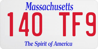 MA license plate 140TF9