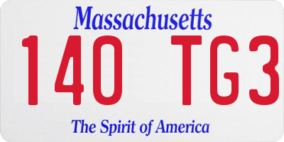 MA license plate 140TG3