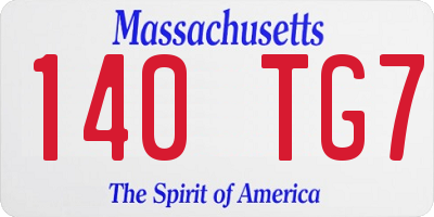 MA license plate 140TG7