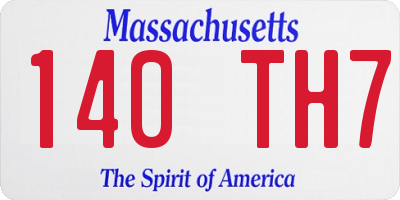 MA license plate 140TH7