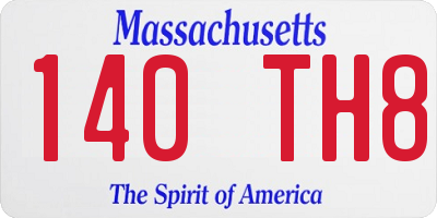 MA license plate 140TH8