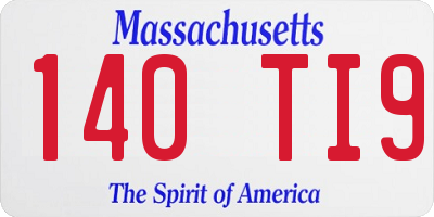 MA license plate 140TI9
