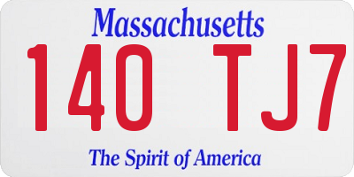 MA license plate 140TJ7