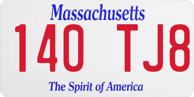 MA license plate 140TJ8