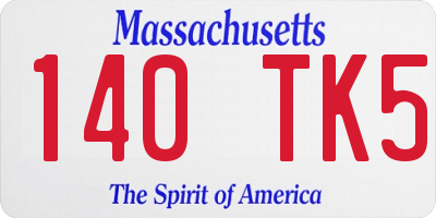 MA license plate 140TK5