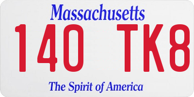 MA license plate 140TK8
