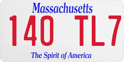 MA license plate 140TL7