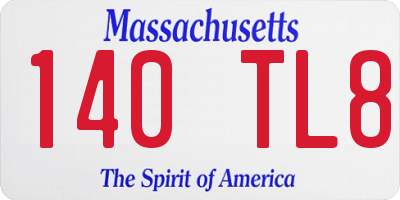 MA license plate 140TL8