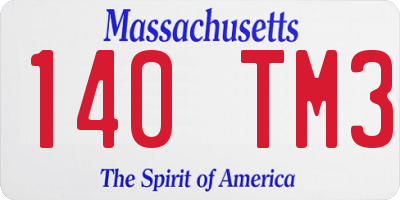 MA license plate 140TM3
