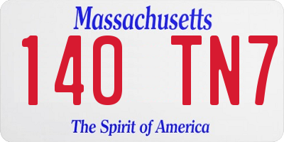 MA license plate 140TN7