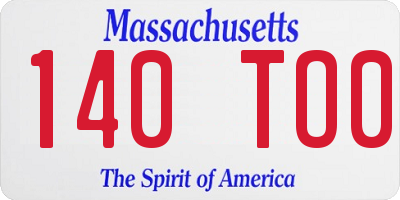 MA license plate 140TO0