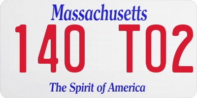 MA license plate 140TO2