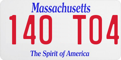 MA license plate 140TO4