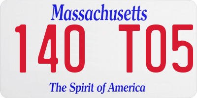 MA license plate 140TO5