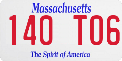 MA license plate 140TO6