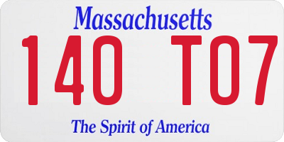 MA license plate 140TO7